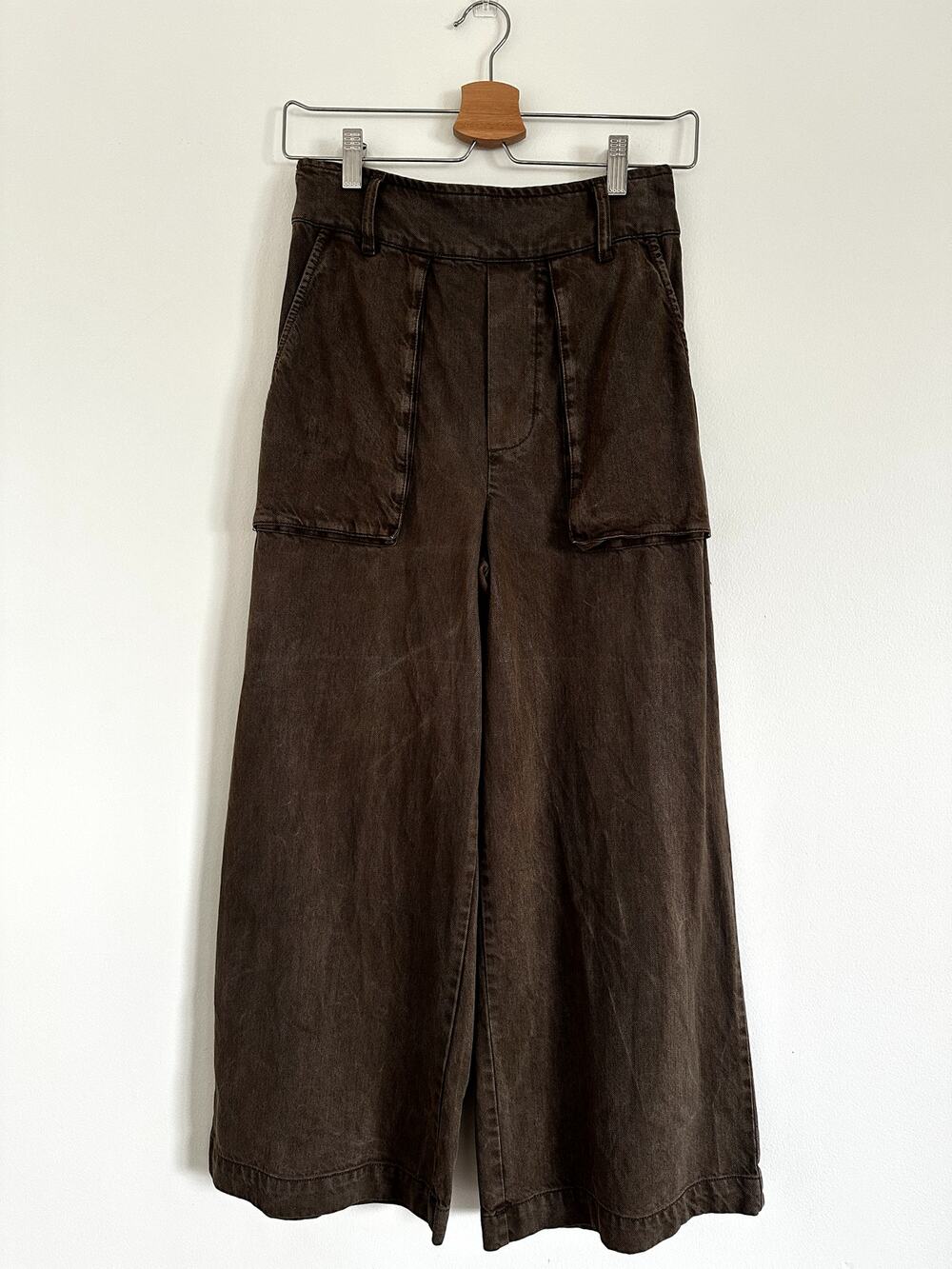 YFB Young Fabulous & Broke Brown Tencel Cotton Wide Leg Utility Pants S